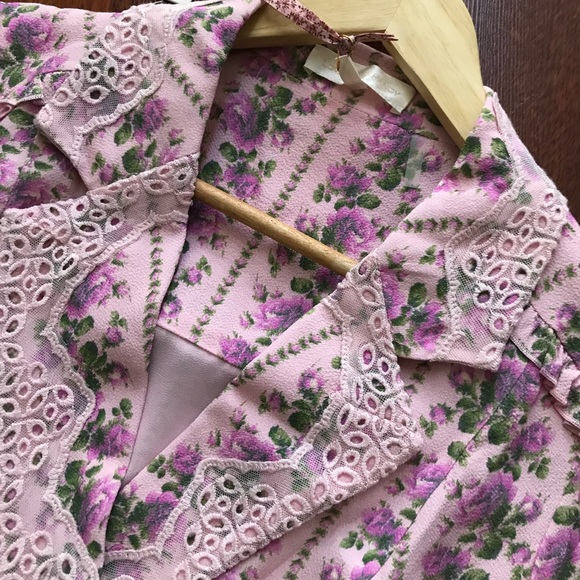 NWT LoveShackFancy Moonstone Double Breasted Crystal Buttons Floral Dress M - Picture 17 of 17